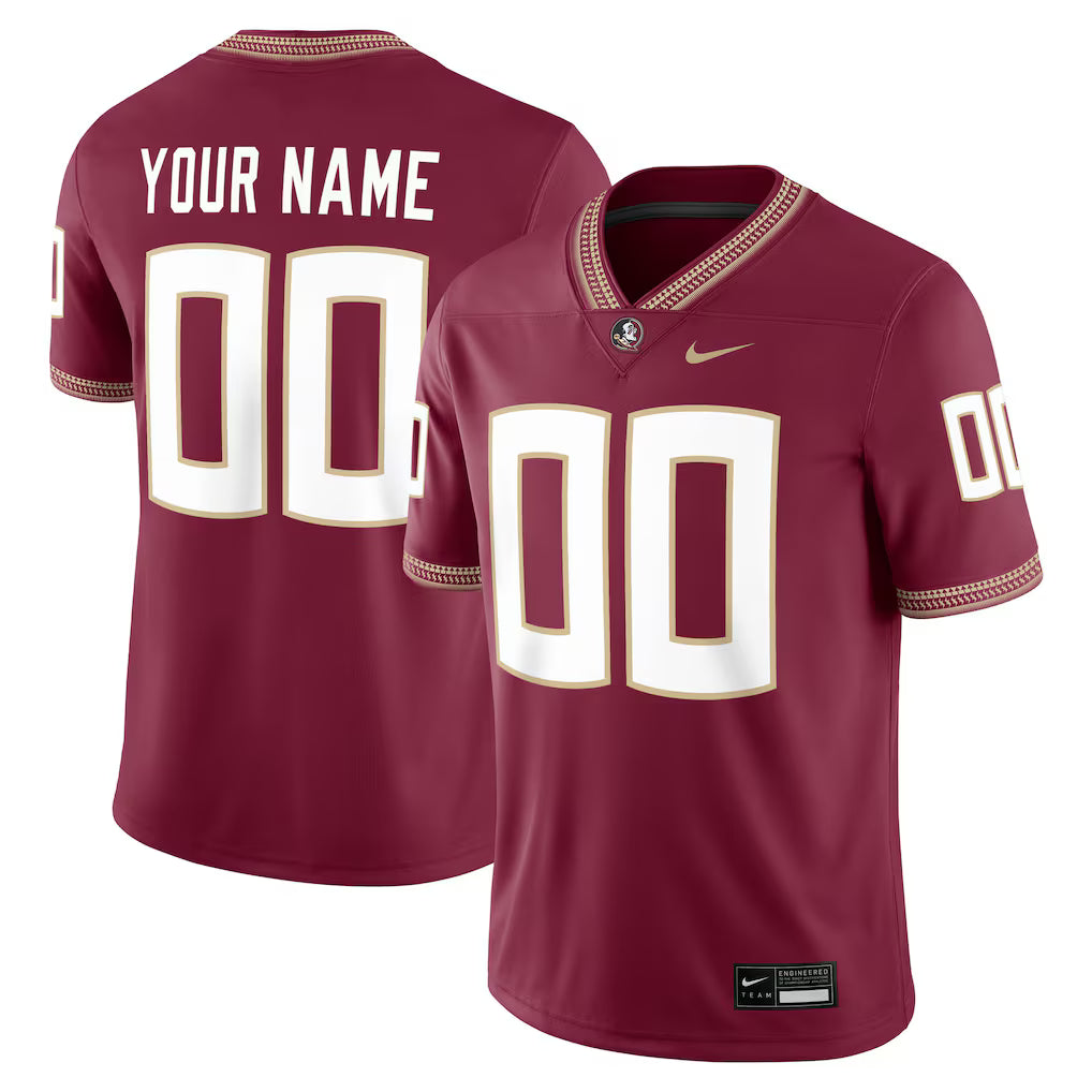 Florida State Seminoles Custom Football Game Jersey - Garnet