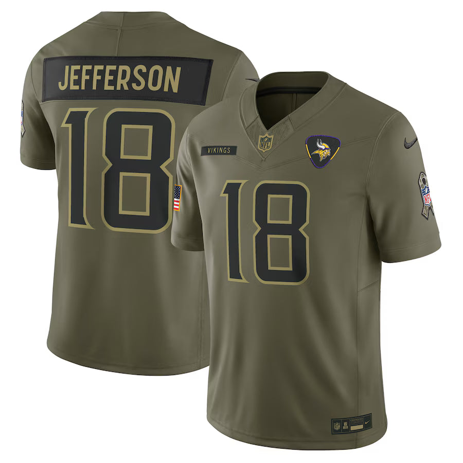 Justin Jefferson Minnesota Vikings 2025 Salute to Service Limited Jersey - Olive