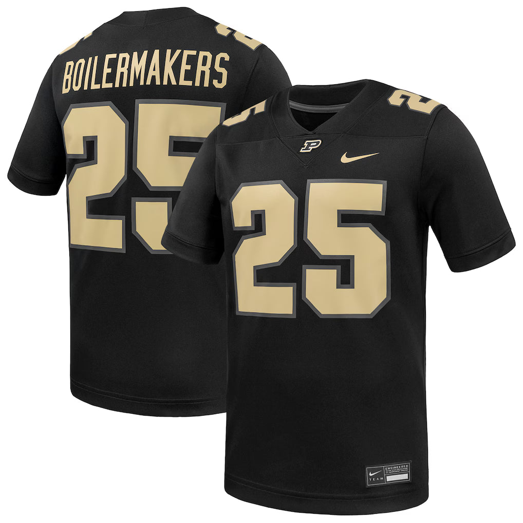 #25 Purdue Boilermakers Game Jersey - Black