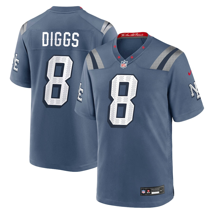 Stefon Diggs New England Patriots 2025 Rivalries Collection Game Jersey - Storm Blue