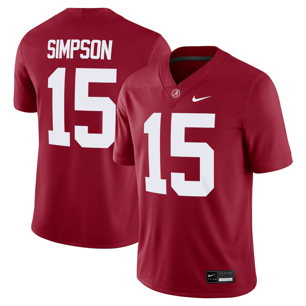 Ty Simpson Alabama Crimson Tide NIL Football Game Jersey - Crimson